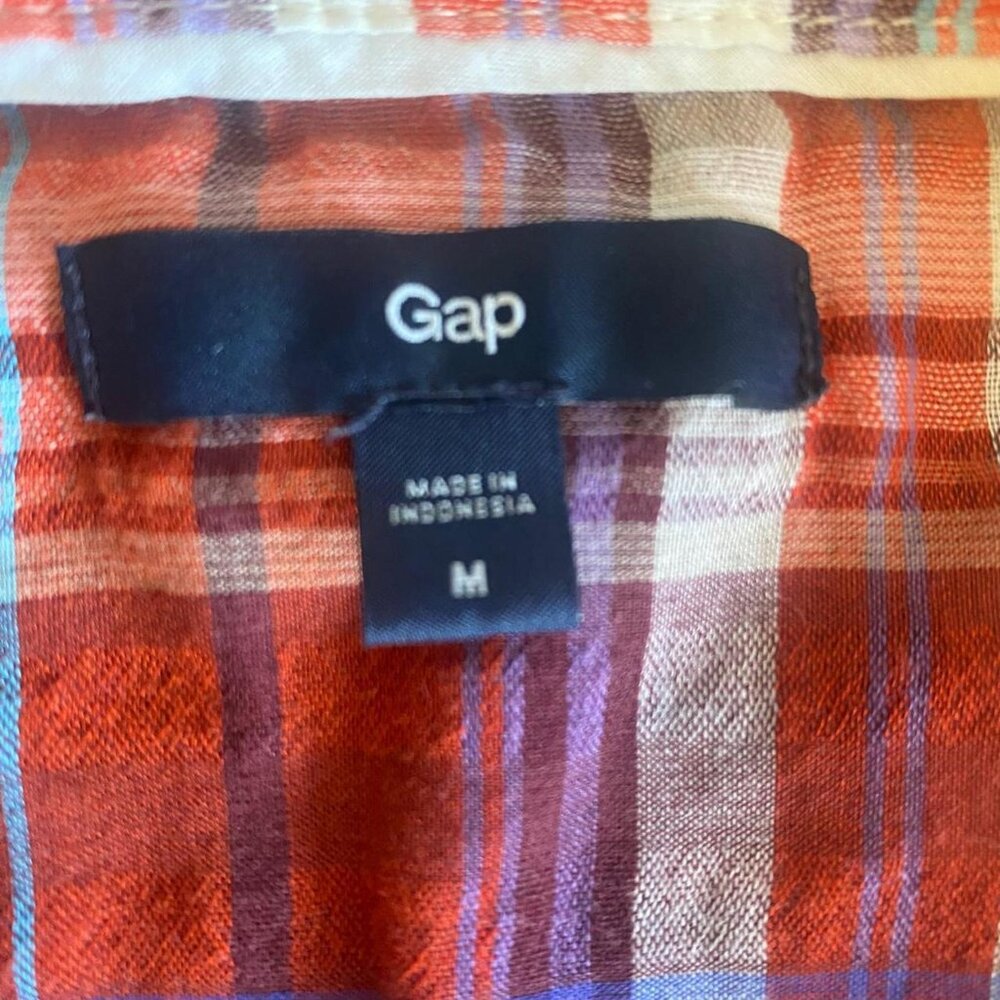Gap red and purple plaid button-up shirt - Picture 4 of 4